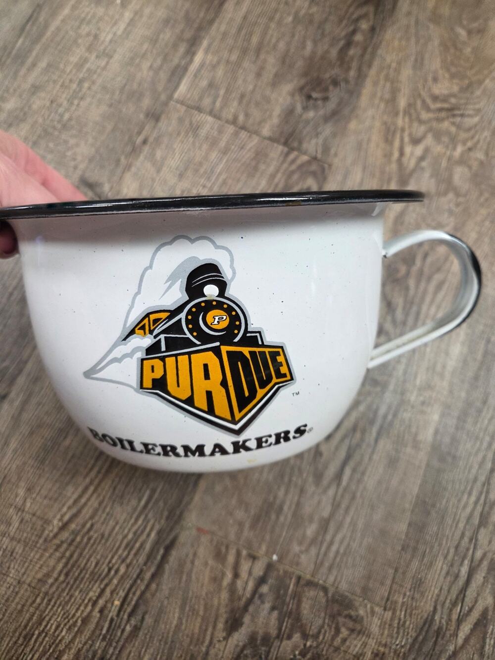 Purdue University Boilermakers Galvanized Metal Handle Mixing Bowl Decor